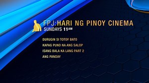 Marami mang nakaharang, tayo ang haharap. Dahil sa dulo, tayo ang ligaya ng isa't isa! 🎄 Masayang aksyon kasama ang nag-iisang #FernandoPoeJr tuwing Linggo ng 11AM, ngayong Disyembre! Dito lang sa #CinemaOne! Dec 4 - Durugin Si Totoy Bato Dec 11 - Kapag Puno Na Ang Salop Dec 18 - Isang Bala Ka Lang Part 2 Dec 25 - Ang Panday Subscribe to our YouTube channel for free full movies! Click here: bit.ly/CinemaOneOnYouTube | Cinema One