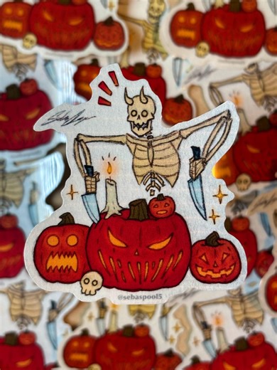 Pumpkin Carving Waterproof Sticker - Etsy