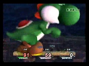 SSBB: Giant Growing Green Yoshi vs Ganondorf and Bowser