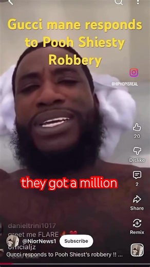 GUCCI MAN RESPONDS TO POOH SHIESTY ROBBERY 😳 #fba #viral #guccimane #poohshiesty #hiphop #bhfyp