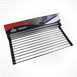 Roll Up Dish Drying Rack (15.5 * 17.5) up to Expandable Size (15.5 * 23), Over The Sink Dish Drying Rack Space-Saving Stainless Steel Sink Rack with Adjustable Sizes.