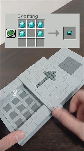 Crafting A Diamond Helmet From Minecraft Out Of Lego #minecraft #lego #legominecraft #shorts