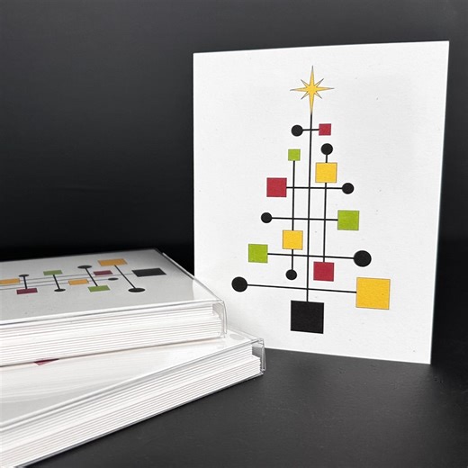 Eco-friendly Mid-century Modern Note Card Sets: Mod Circuit Series - Modern Holiday Tree (4.25 X 5.5") - Etsy
