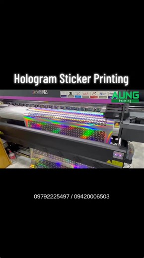#printing #sticker #hologram Hologram label sticker များကိုအနည်းဆုံး uv /eco quality နှစ်မျိုးဖြင့် 4'x2' တစ်ချပ်မှစပြီးအော်ဒါမှာယူနိုင်ပါတယ်ရှင့် 09792225497 09420006502