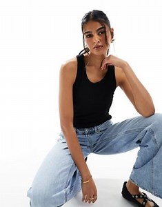 Pieces built in bra vest top in black | ASOS