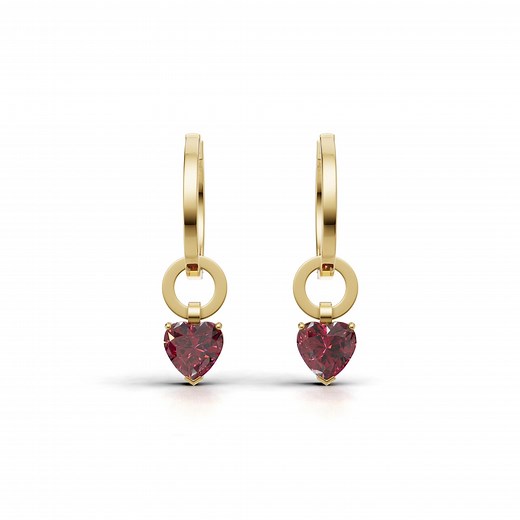 Heart Cut Lab Ruby Dangle Hoop Earrings | Red Ruby Heart Earrings | Sterling Silver Hoops | Romantic Gift for Her | July Birthstone Jewelry - Etsy