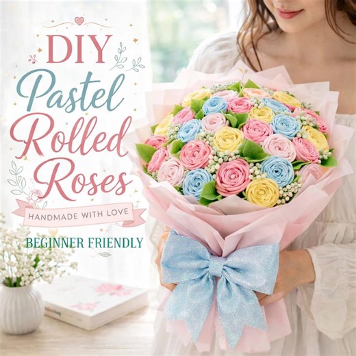 DIY Felt Rolled Rose Pattern | Beginner Friendly Felt Flower Tutorial | Pastel Rose Bouquet | Printable Template | DIGITAL DOWNLOAD - Etsy