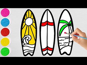 How to draw Surfboard | Step by Step