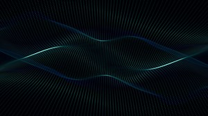 Download Minimalist dark motion background with a gently flowing green blue digital fractal light wave. This abstract technology concept background is full HD and a seamless loop. for free