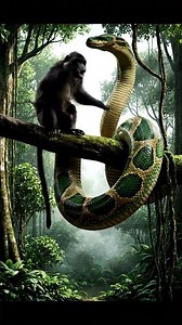 Brave Mother Monkey Fights Giant Python to Save Her Baby