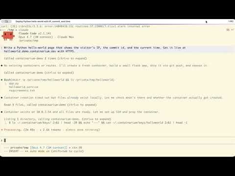 Containarium demo: Prompt to live HTTPS in 3 minutes — Python + AI agent demo