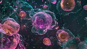 Microscopic animations of cells in different stages of cytokinesis showcasing the dynamic process of cytoplasmic division. Stock Video