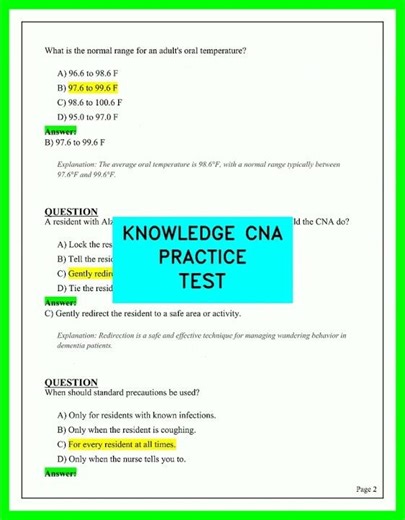 KNOWLEDGE CNA PRACTICE TEST 2026: Essential Exam Prep Questions & Study Guide for Success