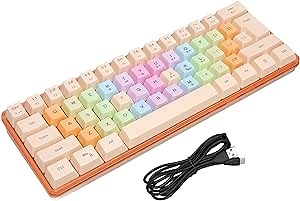 Gugxiom Wired 60% Mechanical Gaming Keyboard, 61 Key 60% Keyboard with 9 RGB Modes and 8 Monochrome Modes, Portable Mechanical Gaming Keyboard for FPS Gamers Office(Apricot)
