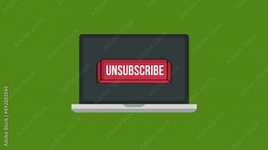 unsubscribe with cursor button animation.button on laptop screen.4K motion animation