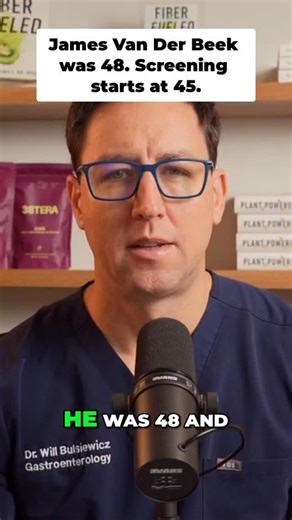 Will Bulsiewicz MD MSCI | Gastroenterologist on Instagram: "Rest in peace, James Van Der Beek. He was 48. Colorectal cancer screening starts at 45. James was diagnosed with colorectal cancer at 46 and spent his remaining years as one of the most vocal advocates for early screening. He made his diagnosis public not for attention, but because he believed his story could save someone else’s life. I’m a gastroenterologist. I’ve spent over a decade looking inside the human colon, and the pattern I ke