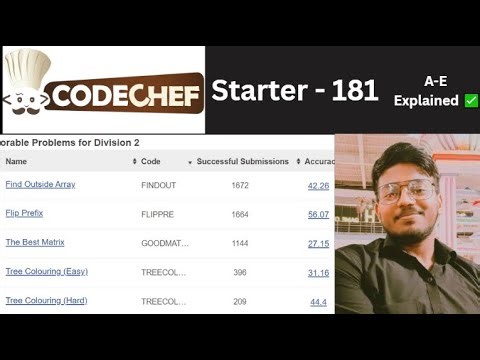 Codechef Starter - 181 | A-E Explained