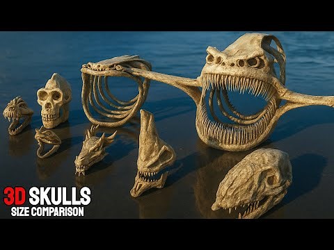 Monstrous 3D Skulls Size Comparison: Dinosaurs, Sea Monsters & Animals