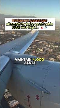 "Belligerent passenger attempts to force open cabin door mid-flight... 🚨✈️"