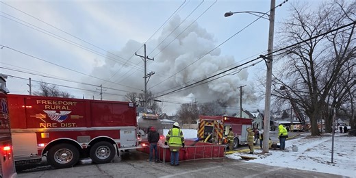Crews battle fire on Clark Street in Freeport