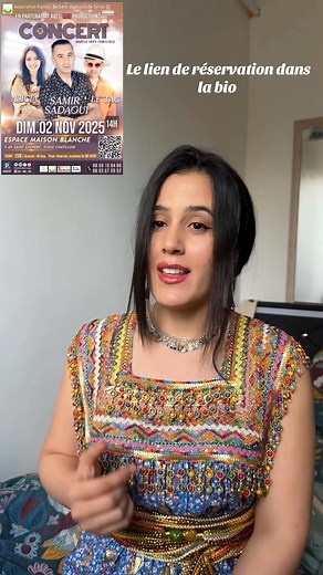 🎶 Concert Kabyle 100% Familiale – Événement exceptionnel à Châtillon ! 🎶 Retrouvez sur scène Samir Sadaoui, Alicia et Le Tac pour un moment musical unique, rempli de joie, de culture et de partage 🌟 📅 Dimanche 2 novembre 2025 à 14h 📍 Espace Maison Blanche – 2 av. Saint-Exupéry, 92320 Châtillon 💸 Entrée : 20 € | 👶 Gratuit pour les enfants de -10 ans 🚗 Parking gratuit | 🎟️ Réservation via le QR code sur l’affiche Un concert chaleureux, familial et 100% kabyle à ne pas manquer ! ❤️ 📞 Info