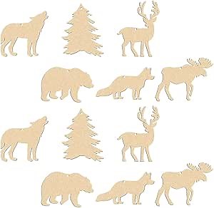 Sewroro 30pcs Unfinished Wood Cutouts Animals Animal Wood Slices for DIY Painting Craft Hanging Ornament Party Decor Home Decor 3.93 X 2.55 X 0.07 in