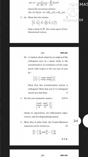 MATHEMATICAL METHODS IN PHYSICS, QUESTION PAPER, JUNE 2024, IGNOU #ignou #msc #physics #mscphysics