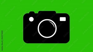 icon animation of a camera turned off or inactive, on a green chrome key background