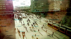 Computer surveillance monitoring system collecting personal data of people walking on crowded city street