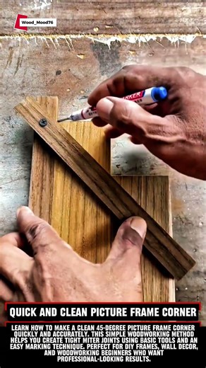 Quick and Clean Picture Frame Corner #woodworking #diyframe #miterjoint #woodworkingtips #carpentry