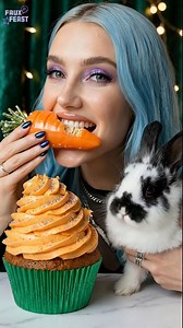 Carrot cupcake taste test… but I’m not eating it alone today. This little bunny has excellent dessert standards, and apparently we now share snacks. Would you give the bunny the first bite or keep it for yourself? #carrotcupcake #bunnylove #asmreats #sweettooth #petasmr #cuterabbits | Faux Feast