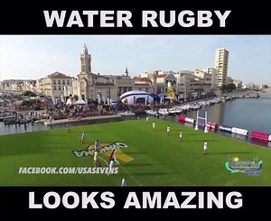 Water rugby looks amazing!!!! #rugby #usarugby #rhinorugby #builtforthegame #collegerugby #rugbytackle #safetackle #water #watersandy #waterrugby | Rhino Rugby USA