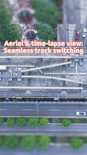 Aerial & time-lapse view: See how Chongqing's rail transit switches tracks seamlessly! Keeping the busy monorail running like clockwork. #Chongqing #China #monorail #engineering | China Xinhua News