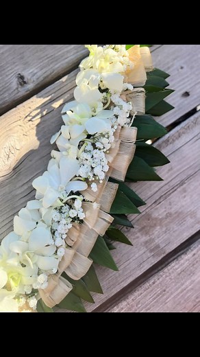DIY Polynesian Lei Making Tutorial with Ti Leaf, Orchids, and Babys Breath