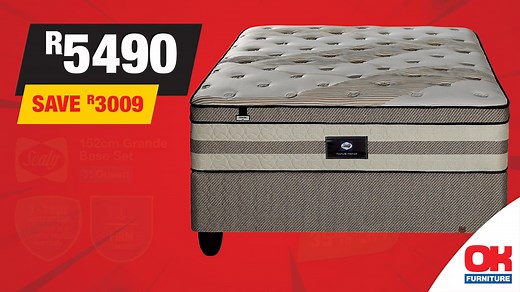 The Big Red Sale is now on at OK Furniture, and we’re bringing you unbeatable deals on bedroom must-haves. Get the 152cm Sealy Grande Base Set for just R5490 – that’s a massive R3009 in savings! https://brnw.ch/21wV5y4 Don’t miss out on this deal and other incredible offers from 20 to 31 August 2025. While stocks last. Ts & Cs apply. | OK Furniture