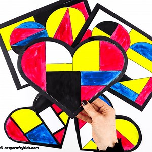 Mondrian Heart Art for Kids