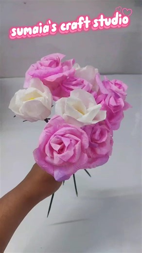 tissue paper rose flower making #foryou #diy #craft #viral #smartartandcrafts #craftee #craftycorner