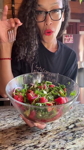 ‼️You dont need the feta to make an amazing watermelon salad! Full recipe on my IG! Glowing skin by @nevéll_skin/ Coffee Infused #watermelonsalad
