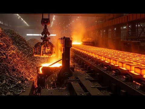 Inside a Steel Recycling Plant: From Scrap Metal to Molten Steel Billets (Full Process)