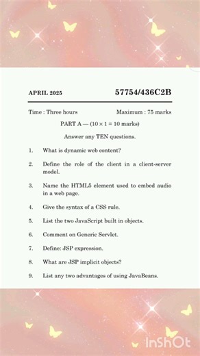 MSc Computer Science 2nd Semester | Web Technology / Advanced Java Question Paper