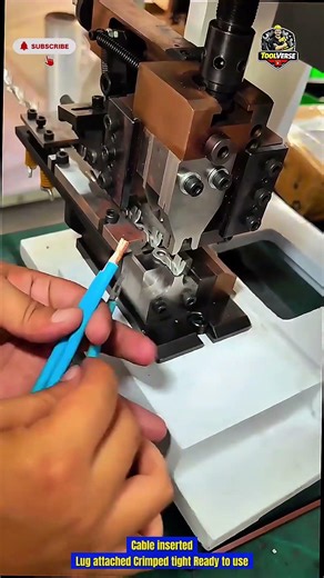 Strong Connection Guaranteed! Cable Crimped to Lug with Precision Machine #industrialtools
