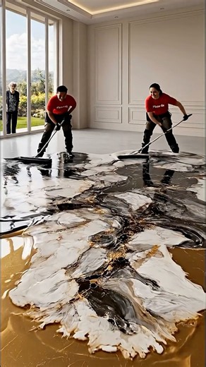 Veja a sala com o piso mais elegante ✨— Elegant Epoxy Floor #epoxyfloor #resinfloor #satisfying