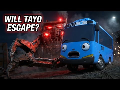 Tayo vs GIANT Evil Trucks! Can He Escape?