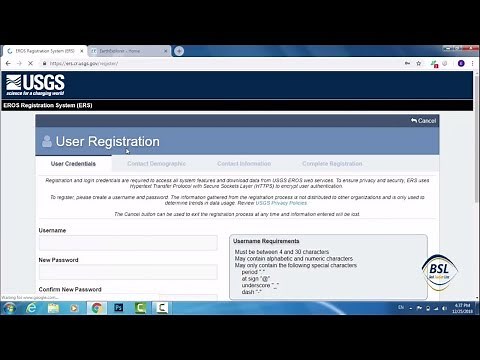 Registration Procedure for Earth Explorer USGS website