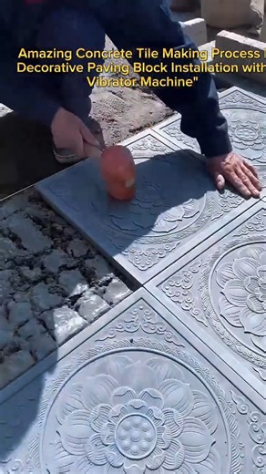 Amazing Concrete Tile Making Process | Decorative Paving Block Installation with Vibrator Machine
