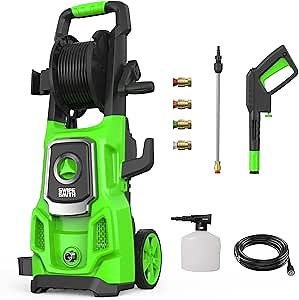 Electric Pressure Washer, SWIPESMITH 3500 Max PSI, 2.6 GPM Power Washer Machine with Hose Reel, 4 Quick-Connect Nozzles, Foam Cannon for Car/Patio/Driveways Cleaning