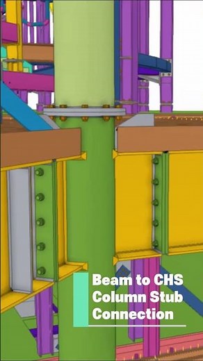 Steel beam to CHS column Stub connection #teklastructures #steeldetailing #acsprojects #bim