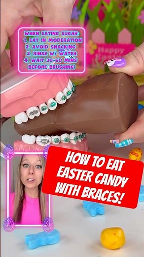 HOW TO EAT EASTER CANDY WITH BRACES (avoid cavities) #braces #candy #asmr