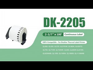 Brother DK-2205 Compatible Continuous Labels DK2205 Labels 2-3/7" x 100'
