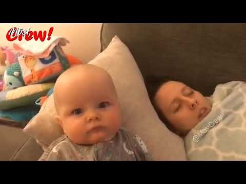 Baby girl watching Mom Snoring 🤪